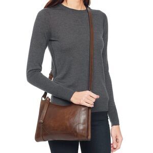 Frye Melissa Wine Zip Leather Crossbody Bag